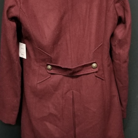 NWT LIZ CLAIBORNE WINE WITH BLACK FAUX FUR COAT L - Picture 8 of 8